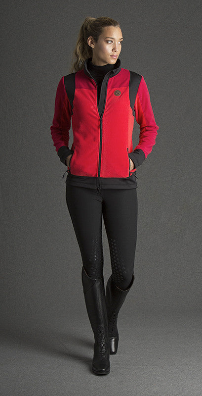 Mountain Horse Marble Tech Fleece-Top Equitacion Rojo 1.